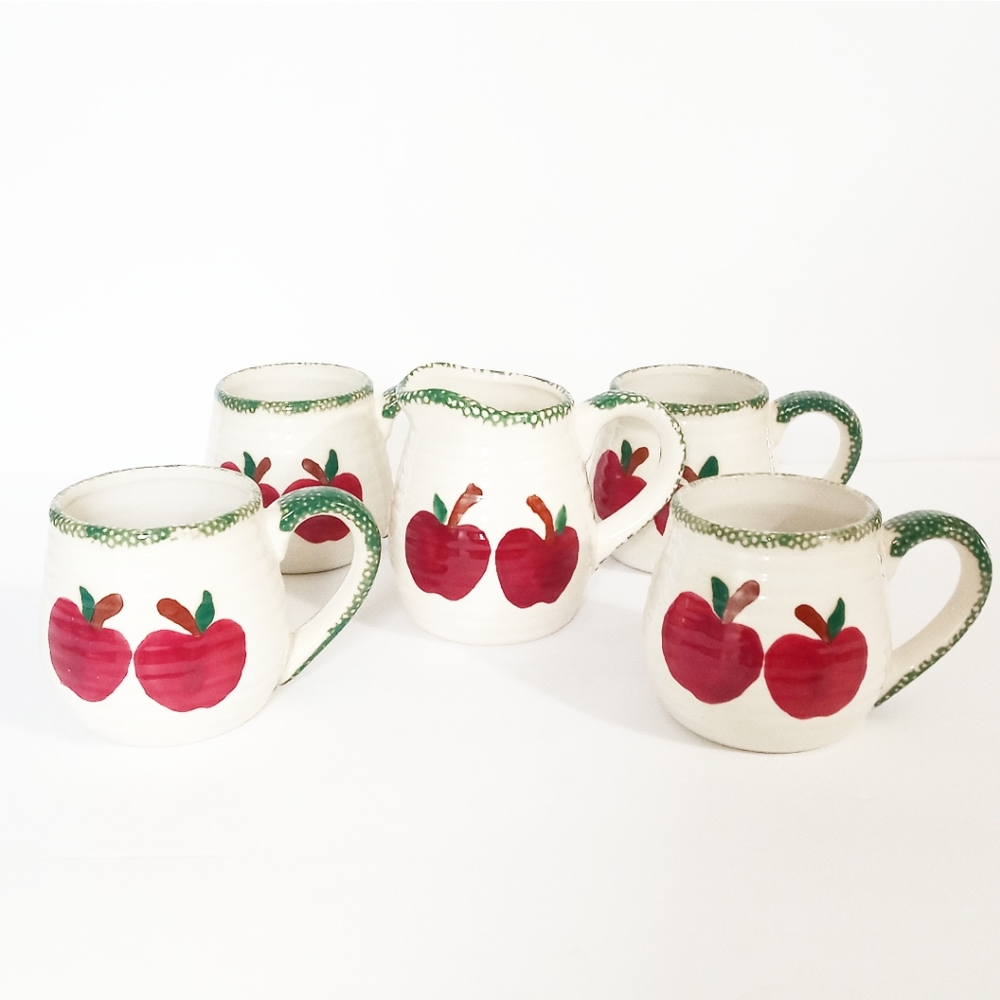 Alco Apple Garden Mugs & Pitcher set of 4 Mugs